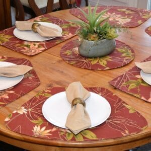 Rust Tropical Outdoor Fabric Table Linen Collection