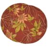 Sweet Pea Linens - Rust Tropical Outdoor Fabric Charger-Center Round Placemats - Set of Two (SKU#: RS2-1015-A10) - Main Product Image