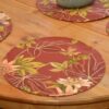 Sweet Pea Linens - Rust Tropical Outdoor Fabric Charger-Center Round Placemats - Set of Two (SKU#: RS2-1015-A10) - Table Setting
