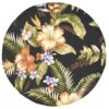 Sweet Pea Linens - Black Tropical Outdoor Fabric Charger-Center Round Placemat (SKU#: R-1015-A11) - Main Product Image