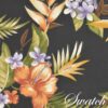 Sweet Pea Linens - Black Tropical Outdoor Fabric Charger-Center Round Placemat (SKU#: R-1015-A11) - Swatch
