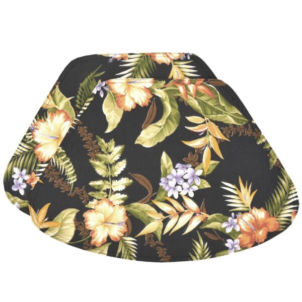 Sweet Pea Linens - Black Tropical Outdoor Fabric Wedge-Shaped Placemats - Set of Two (SKU#: RS2-1006-A11) - Main Product Image