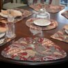 Sweet Pea Linens - Garnet Paisley Matelasse Wedge-Shaped Placemats - Set of Four plus Center Round-Charger (SKU#: RS5-1006-A12) - Table Setting