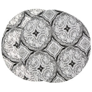 Sweet Pea Linens - Grey Medallion Outdoor Fabric Charger-Center Round Placemat (SKU#: R-1015-A14) - Main Product Image