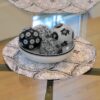 Sweet Pea Linens - Grey Medallion Outdoor Fabric Charger-Center Round Placemat (SKU#: R-1015-A14) - Table Setting