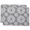 Sweet Pea Linens - Grey Medallion Outdoor Fabric Rectangle Placemats - Set of Two (SKU#: RS2-1002-A14) - Main Product Image