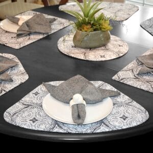 Grey Medallion Outdoor Fabric Table Linen Collection
