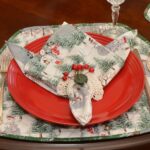 Sweet Pea Linens - Forest Snowman Cloth Napkin (SKU#: R-1010-A16) - Table Setting