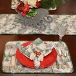 Sweet Pea Linens - Quilted Snowman and Christmas Sleighs Rectangle Placemats - Set of Two (SKU#: RS2-1001-A16) - Alternate Table Setting