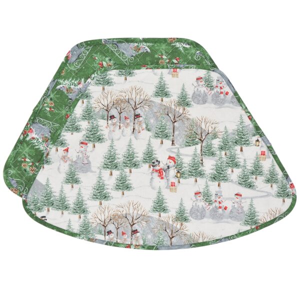 Sweet Pea Linens - Quilted Snowman and Christmas Sleighs Wedge-Shaped Placemats - Set of Two (SKU#: RS2-1006-A16) - Main Product Image
