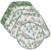 Sweet Pea Linens - Quilted Snowman and Christmas Sleighs Wedge-Shaped Placemats - Set of Four plus Center Round-Charger (SKU#: RS5-1006-A16) - Main Product Image