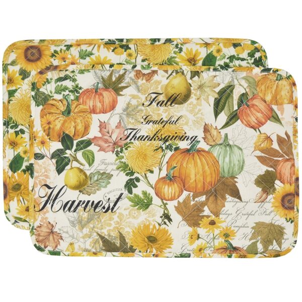 Sweet Pea Linens - Quilted Bright Fall, Harvest, Sunflower and Pumpkin Rectangle Placemat (SKU#: R-1001-A17) - Main Product Image