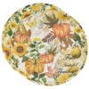 Sweet Pea Linens - Quilted Bright Fall, Harvest, Sunflower and Pumpkin Charger-Center Round Placemat (SKU#: R-1015-A17) - Main Product Image