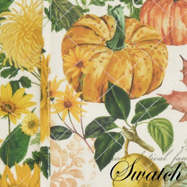 Sweet Pea Linens - Quilted Bright Fall, Harvest, Sunflower and Pumpkin Charger-Center Round Placemat (SKU#: R-1015-A17) - Swatch
