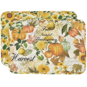 Sweet Pea Linens - Quilted Bright Fall, Harvest, Sunflower and Pumpkin Rectangle Placemats - Set of Two (SKU#: RS2-1001-A17) - Main Product Image