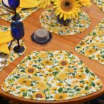 Sweet Pea Linens - Quilted Bright Fall, Harvest, Sunflower and Pumpkin Wedge-Shaped Placemats - Set of Two (SKU#: RS2-1006-A17) - Alternate Table Setting