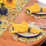 Sweet Pea Linens - Quilted Bright Fall, Harvest, Sunflower and Pumpkin Charger-Center Round Placemats - Set of Two (SKU#: RS2-1015-A17) - Alternate Table Setting