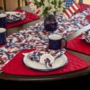 Sweet Pea Linens - Red, White & Blue, Stars & Stripes Flag Cloth Napkin (SKU#: R-1010-A7) - Alternate Table Setting