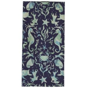 Sweet Pea Linens - Blue & Green Seahorse and Seashell Print Cloth Napkin (SKU#: R-1010-A9) - Main Product Image