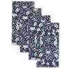 Sweet Pea Linens - Blue & Green Seahorse and Seashell Print Cloth Napkins - Set of Four (SKU#: RS4-1010-A9) - Main Product Image