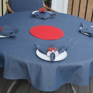 Sweet Pea Linens - Darker Blue Denim 64 inch Round Table Cloth (SKU#: R-1009-B26) - Table Setting
