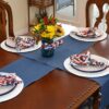 Sweet Pea Linens - Darker Blue Denim 72 inch Table Runner (SKU#: R-1024-B26) - Table Setting