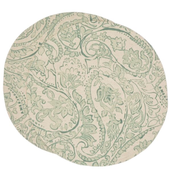 Sweet Pea Linens - Sea Mist Green Paisley Charger-Center Round Placemats - Set of Two (SKU#: RS2-1015-C5) - Main Product Image