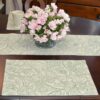 Sweet Pea Linens - Sea Mist Green Paisley Rectangle Placemats - Set of Four plus Center Round-Charger (SKU#: RS5-1002-C5) - Table Setting