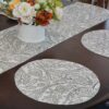 Sweet Pea Linens - Pewter Grey Paisley Charger-Center Round Placemat (SKU#: R-1015-C6) - Table Setting