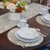 Sweet Pea Linens - Pewter Grey Paisley Charger-Center Round Placemat (SKU#: R-1015-C6) - Alternate Table Setting
