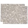 Sweet Pea Linens - Pewter Grey Paisley Rectangle Placemats - Set of Two (SKU#: RS2-1002-C6) - Main Product Image
