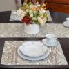 Sweet Pea Linens - Pewter Grey Paisley Rectangle Placemats - Set of Two (SKU#: RS2-1002-C6) - Alternate Table Setting