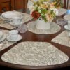 Sweet Pea Linens - Pewter Grey Paisley Wedge-Shaped Placemats - Set of Two (SKU#: RS2-1006-C6) - Table Setting