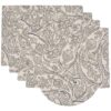 Sweet Pea Linens - Pewter Grey Paisley Rectangle Placemats - Set of Four plus Center Round-Charger (SKU#: RS5-1002-C6) - Main Product Image