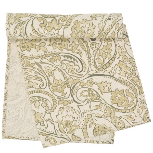 Sweet Pea Linens - Flaxen Yellow Paisley 60 inch Table Runner (SKU#: R-1021-C7) - Main Product Image