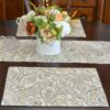 Sweet Pea Linens - Flaxen Yellow Paisley Rectangle Placemats - Set of Four plus Center Round-Charger (SKU#: RS5-1002-C7) - Table Setting
