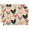 Sweet Pea Linens - Rifton Red Rooster Rectangle Placemats (SKU#: R-1002-C8) - Main Product Image
