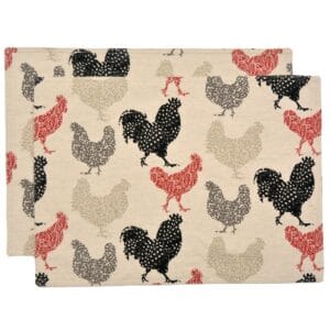 Sweet Pea Linens - Rifton Red Rooster Rectangle Placemats (SKU#: R-1002-C8) - Main Product Image