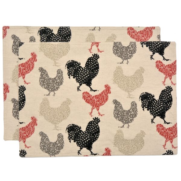 Sweet Pea Linens - Rifton Red Rooster Rectangle Placemats (SKU#: R-1002-C8) - Main Product Image