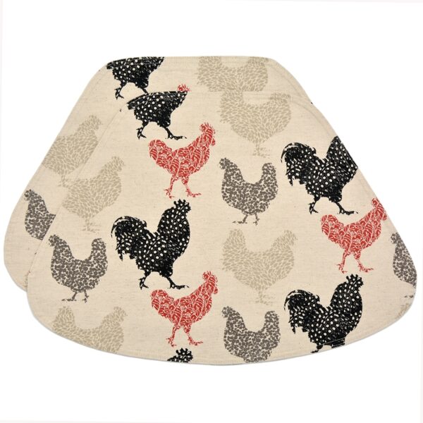 Sweet Pea Linens - Rifton Red Rooster Wedge-Shaped Placemats - Set of Two (SKU#: RS2-1006-C8) - Main Product Image