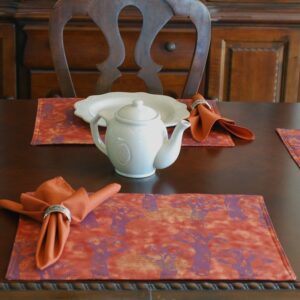 Sweet Pea Linens - Terracotta Brocolli Print Rectangle Placemats - Set of Two (SKU#: RS2-1002-E12) - Table Setting