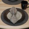 Sweet Pea Linens - Driftwood (Black & Tan) Wipe Clean Charger-Center Round Placemat (SKU#: R-1015-F14) - Table Setting