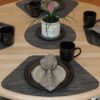 Sweet Pea Linens - Driftwood (Black & Tan) Wipe Clean Wedge-Shaped Placemats - Set of Two (SKU#: RS2-1006-F14) - Table Setting