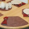 Sweet Pea Linens - Redwood (Brick & Tan) Wipe Clean Wedge-Shaped Placemats - Set of Four plus Center Round-Charger (SKU#: RS5-1006-F15) - Table Setting