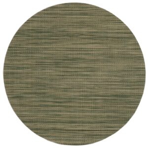 Sweet Pea Linens - Green/Tan Wipe Clean Charger-Center Round Placemat (SKU#: R-1015-F16) - Main Product Image