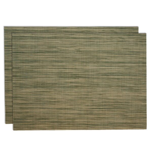 Sweet Pea Linens - Green/Tan Wipe Clean Rectangle Placemats - Set of Two (SKU#: RS2-1002-F16) - Main Product Image