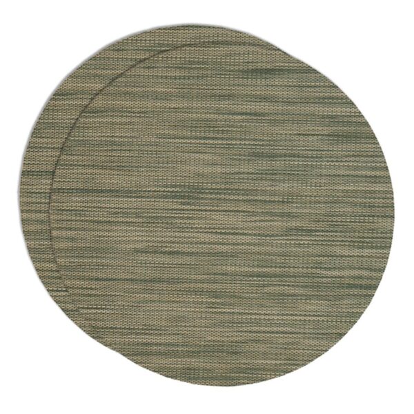 Sweet Pea Linens - Green/Tan Wipe Clean Charger-Center Round Placemats - Set of Two (SKU#: RS2-1015-F16) - Main Product Image