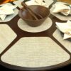 Sweet Pea Linens - Cream/Tan Wipe Clean Wedge-Shaped Placemats - Set of Two (SKU#: RS2-1006-F17) - Table Setting