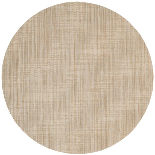 Sweet Pea Linens - Cream/Tan Wipe Clean Charger-Center Round Placemats - Set of Two (SKU#: RS2-1015-F17) - Main Product Image