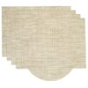 Sweet Pea Linens - Cream/Tan Wipe Clean Rectangle Placemats - Set of Four plus Center Round-Charger (SKU#: RS5-1002-F17) - Main Product Image